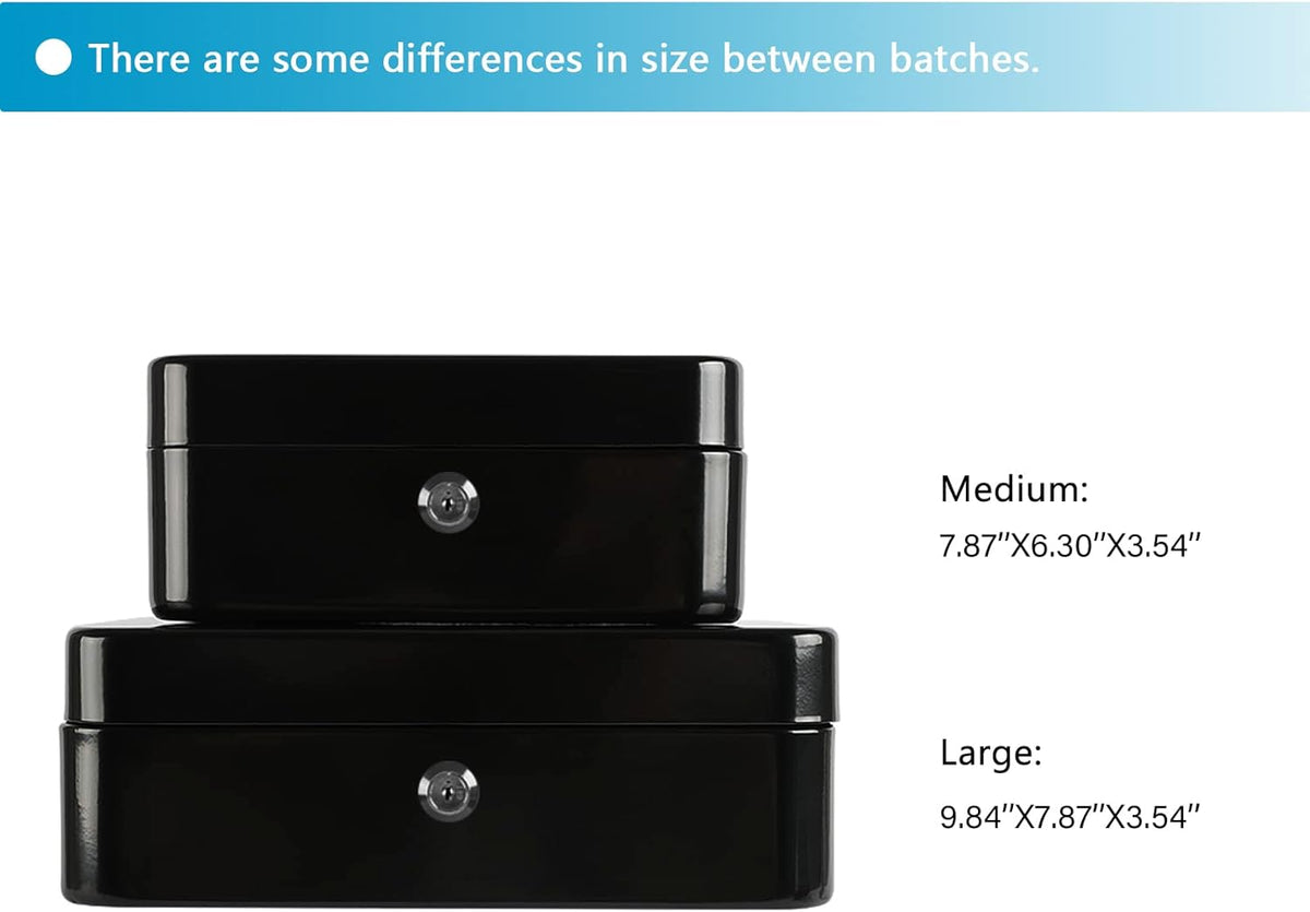 xydled Locking Steel Large Cash Box with Removable Coin Tray and Key Lock,9.84"x 7.87"x 3.54",Black