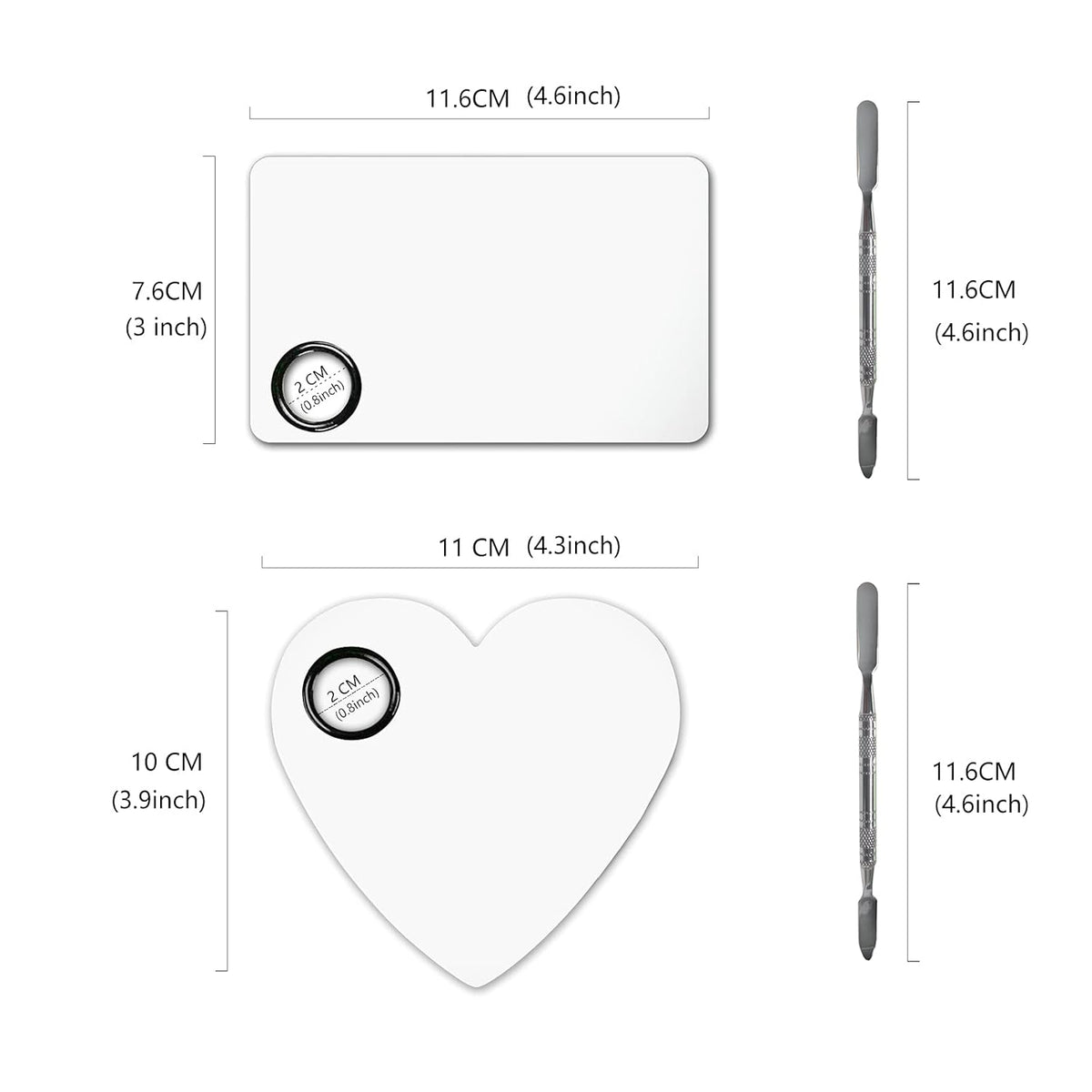Upgrade Mixing Makeup Palette, Heart Stainless Steel Cosmetic Palette with Spatula Tool, Nail-art Mixing Palette for Cosmetic Pigment Blending