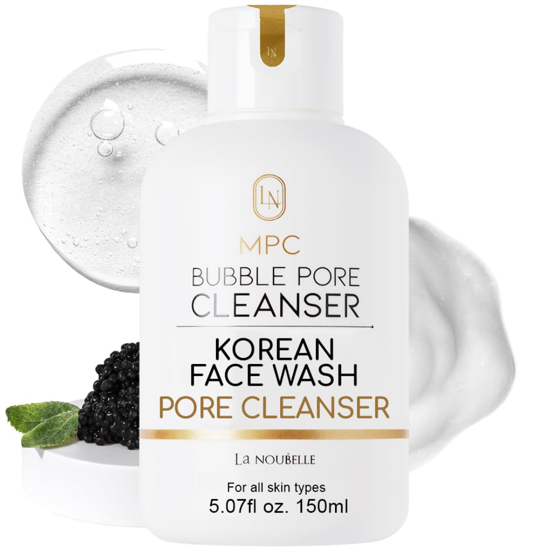 MPC Bubble Pore Cleanser, Korean Face Wash, Gentle Deep Pore Facial Cleanser with Caviar, Blackhead Makeup Remover, Pore Minimizer, Hydrating, Exfoliator, Oily, Dry Skin 5.07 fl oz