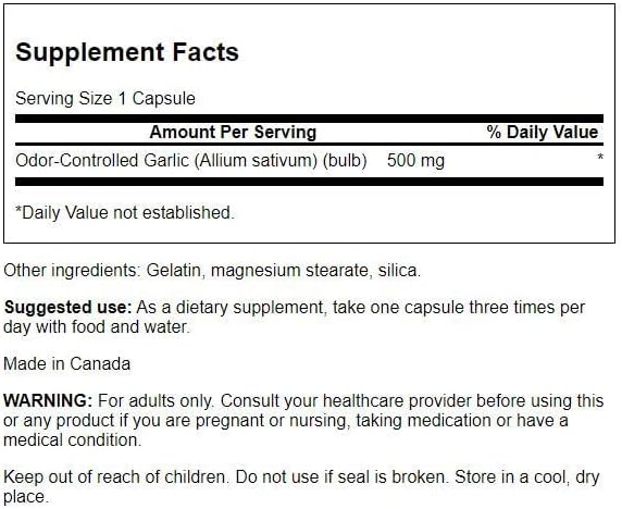 Swanson Best Garlic Odor-Cont 500 MG 100 Cap