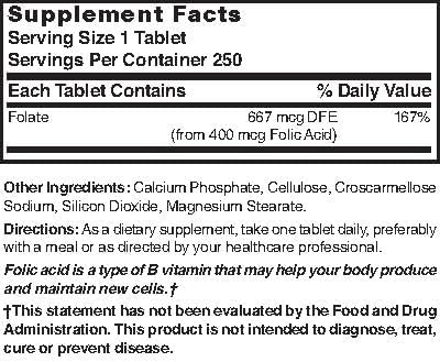 Nature's Blend Folic Acid 400 mcg 400 mcg 250 Tabs