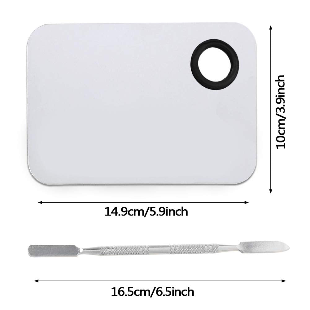 2 Pack Professional Makeup Palette, 2 Types Pro Lady Stainless Steel Cosmetic Artist Spatula with Spatula Tool for Mixing Foundation by ACKLLR, Silver