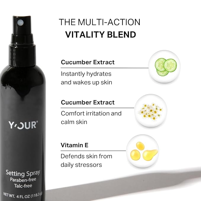 Y'OUR Silk Setting Spray | 12HR Makeup Lock - Smudge Proof, Transfer & Water Resistant | 2-in-1 Calming Mist with Vitamin E to Hydrate, Refresh & Protect | Ultra Fine Mist | Alcohol-Free, Paraben-Free