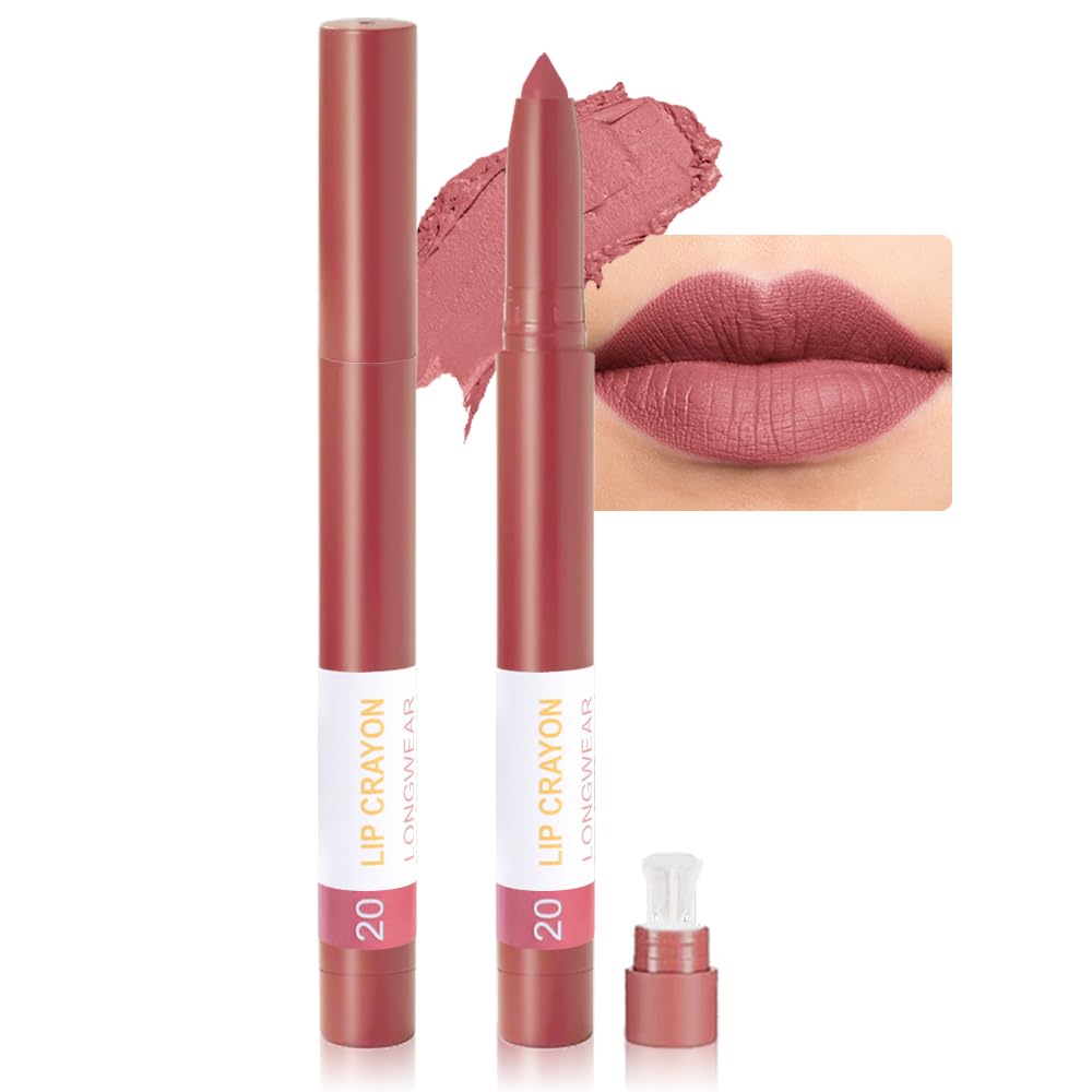 BINGBRUSH Lip Crayons Matte Longwear Lipstick Pack Set,Moisture Smooth Lipliner With Built-in Sharpener Ultimate Lip Crayon for Makeup- Waterproof Velvet Lipgloss Lip Stain(20#light coral)