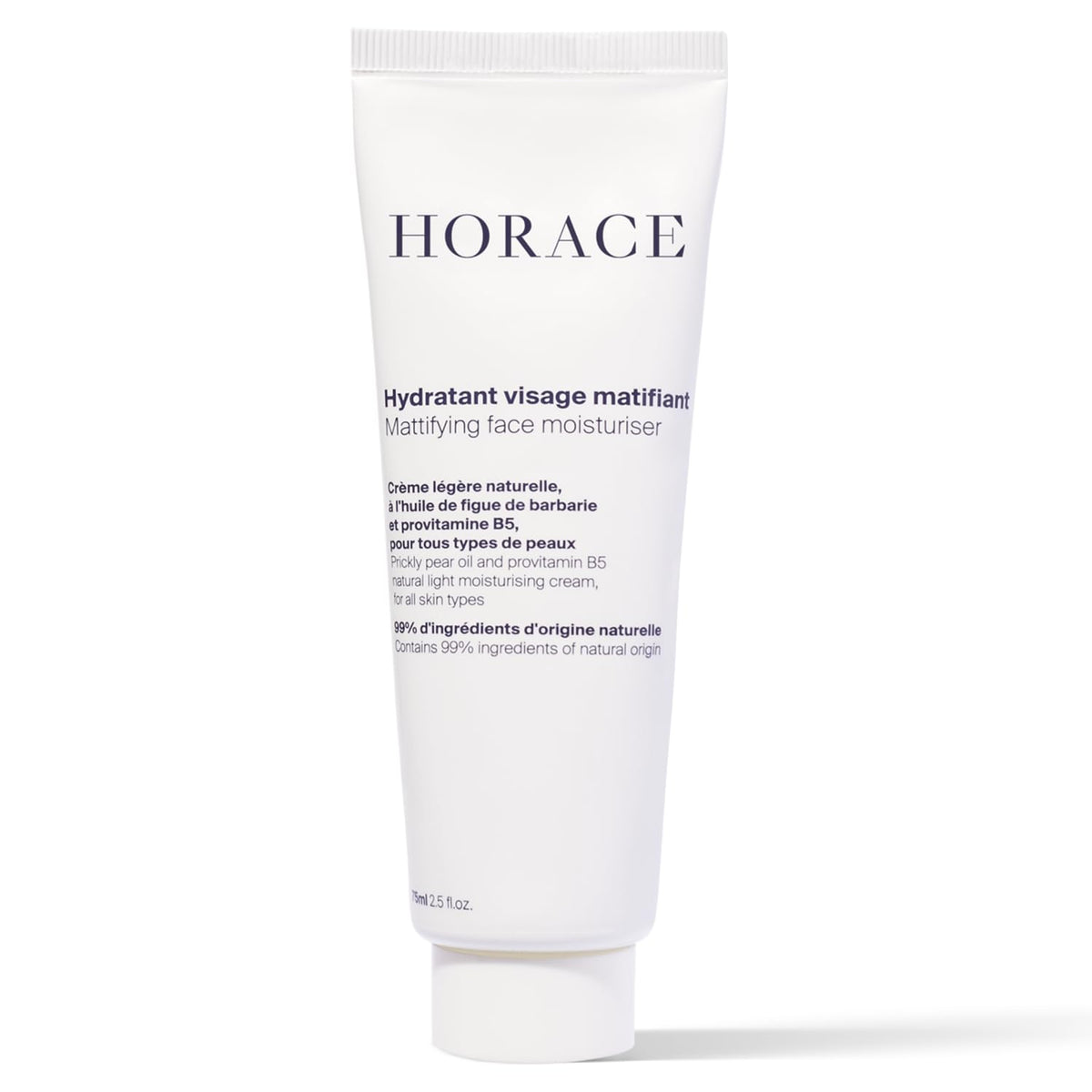 HORACE Mattifying Face Moisturizer for Men – 96.6% Organic & Natural Ingredients – No Silicones or Mineral Oils – Moisturising Cream for All Skin Types – Unscented, 75 ml