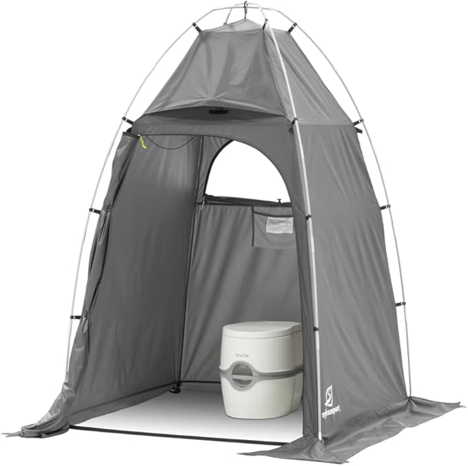 SylvanSport Privy Bivy Privacy Tent - Windproof, Portable Shelter for Camping Toilets & Changing Room - 6′ 8″ of Interior Height - Easy Setup - Pop-Up Pod with Window for Camping, Beach & Tailgates