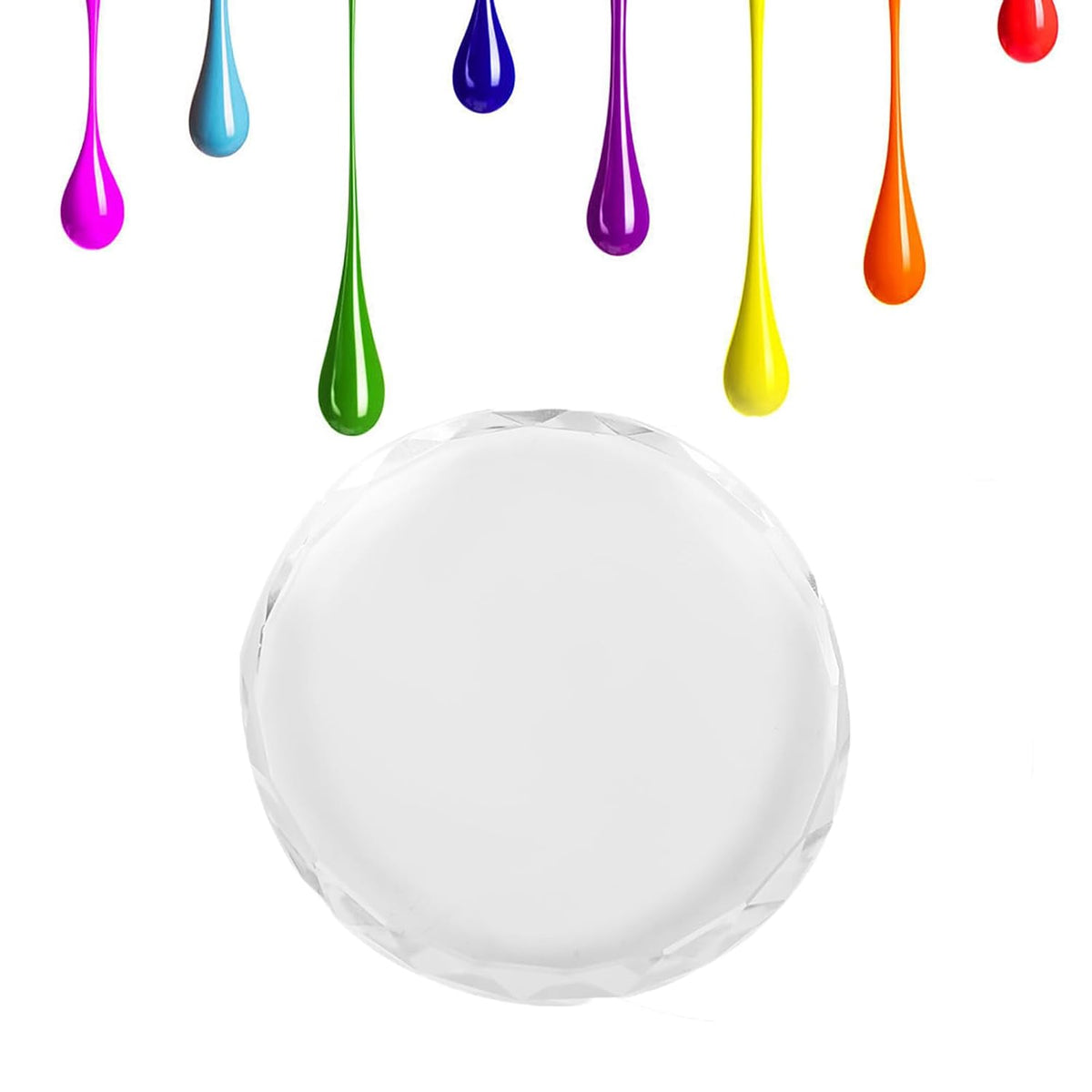 Glass Nail Art Palette Transparent Paint Drawing Colorful Paint Tray for Beauty Personal Care Drawing Color Dish DIY Nail Art Accessories Tools(02)