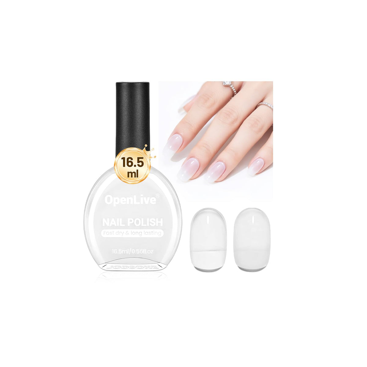 16.5ml Jelly Milky White Nail Polish Large Volume Quick Dry Nail Polish, Long Lasting Shine, Fingernail Toenail Nail Art DIY Home Travel Nail Art Gift