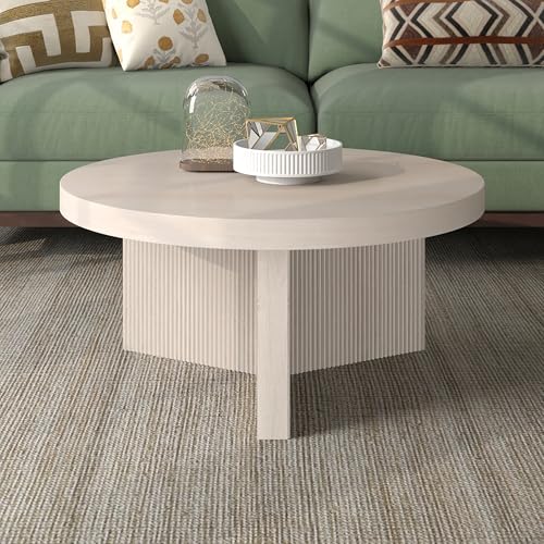 Henn&Hart Holm Coffee Table, 32" Wide, White