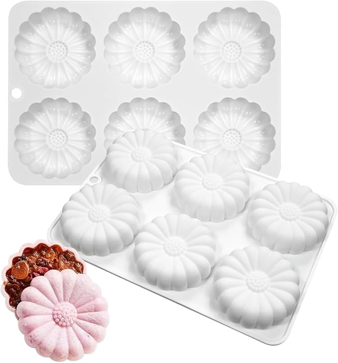 TUKE Silicone Chocolate Candy Molds Non-stick Daisy Flower Silicone Baking Mold BPA Free, Gummy Molds Silicone Candy Mold For Chocolate Cake Jelly Pudding Handmade Soap Mould (Daisy Flower L)