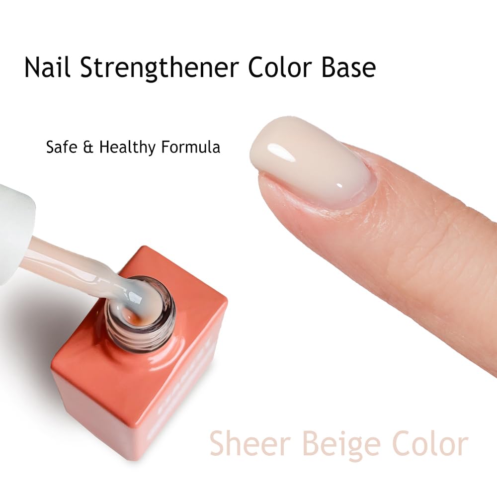 FZANEST Rubber Base Gel Polih Nude Color 6 in 1 Jelly Sheer Beige Builder Gel Thick Base Coat For Nail Strengthener Structure Extension Repair