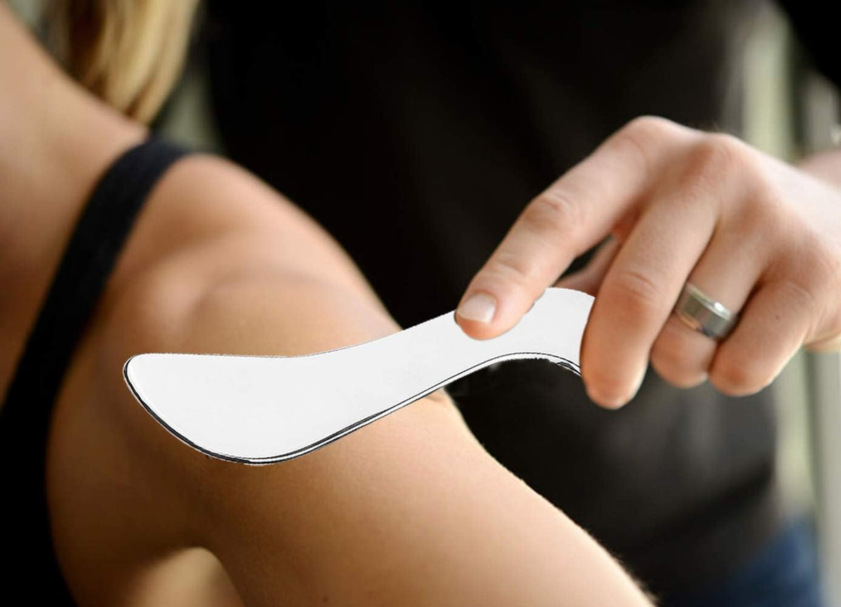 FeelFree Sport Stainless Steel Guasha Scraping Massage Tool-Muscle Scraper Tool for Soft Tissue, Physical Therapy for Back, Legs, Arms, Neck, Shoulder (A)