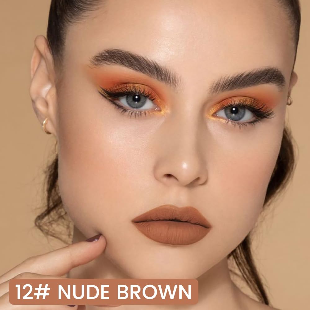 evpct Longwear Liquid Lip Liner Stain Marker Pen Long Lasting Waterproof, Nude Light Brown Matte Semi Permanent 24 Hour Lip Liner and Lipstick Combo, Color Stay Lipliner All Day, Lips Stain peel off
