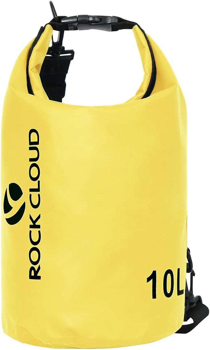ROCK CLOUD Dry Bag Waterproof 10L Dry Sack for Kayaking Rafting Boating Beach Surfing Swimming Canoe Camping Hiking Fishing Ski, Yellow