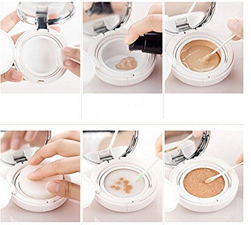 15g 0.5oz Empty Luxurious White Silver Edge Portable Air Cushion Puff Box BB Cream Container Dressing Case with Powder Puff and Mirror