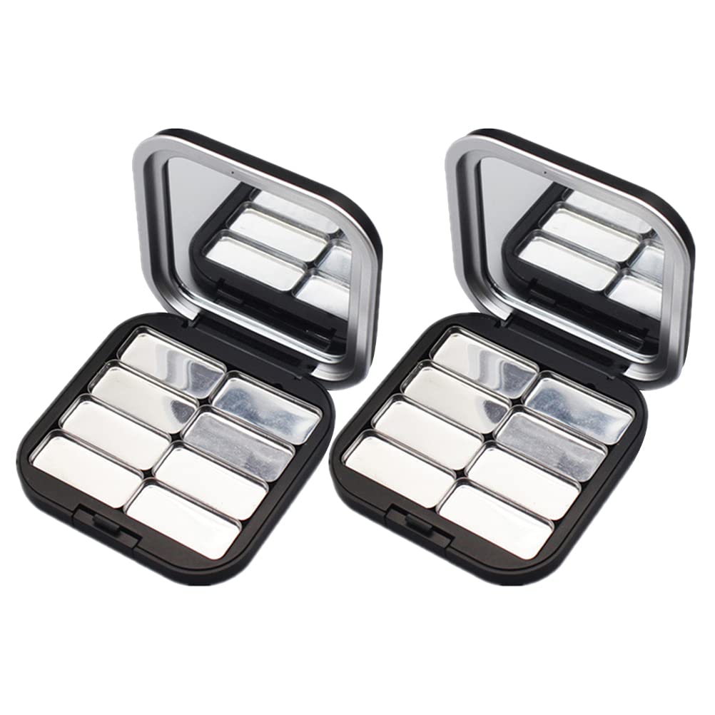 2pcs Empty Magnetic Eyeshadow Palette, Small Makeup Palette Lipstick Compact Containers Cosmetic Sample Storage Cases Magnetic Pallete for Makeup