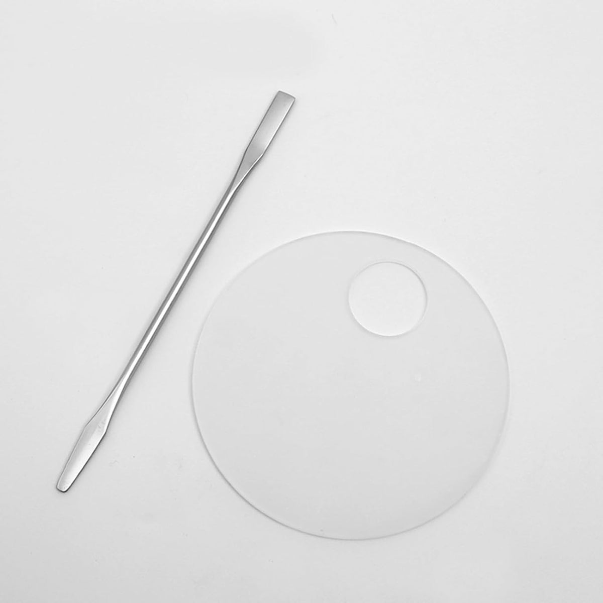 2 Pcs Acrylic Makeup Palette Makeup Mixing Tray with Makeup Spatula for Beauty Salon Color Cream Liquid Foundation Mixing Palette (Round)