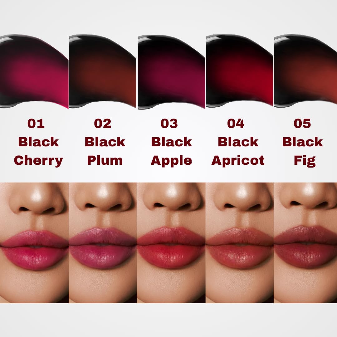 MILKTOUCH Black Peel Off Lip Tattoo - Long-Lasting Matte Lip, Waterproof & Transfer-Proof, Highly Pigmented, Stay-On-All-Day Lip Tint Stain (4.5g) #01 Black Cherry