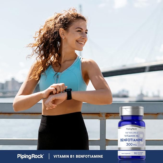 Piping Rock Benfotiamine 300mg | 90 Capsules | Fat Soluble Vitamin B1 | Non-GMO, Gluten Free Supplement