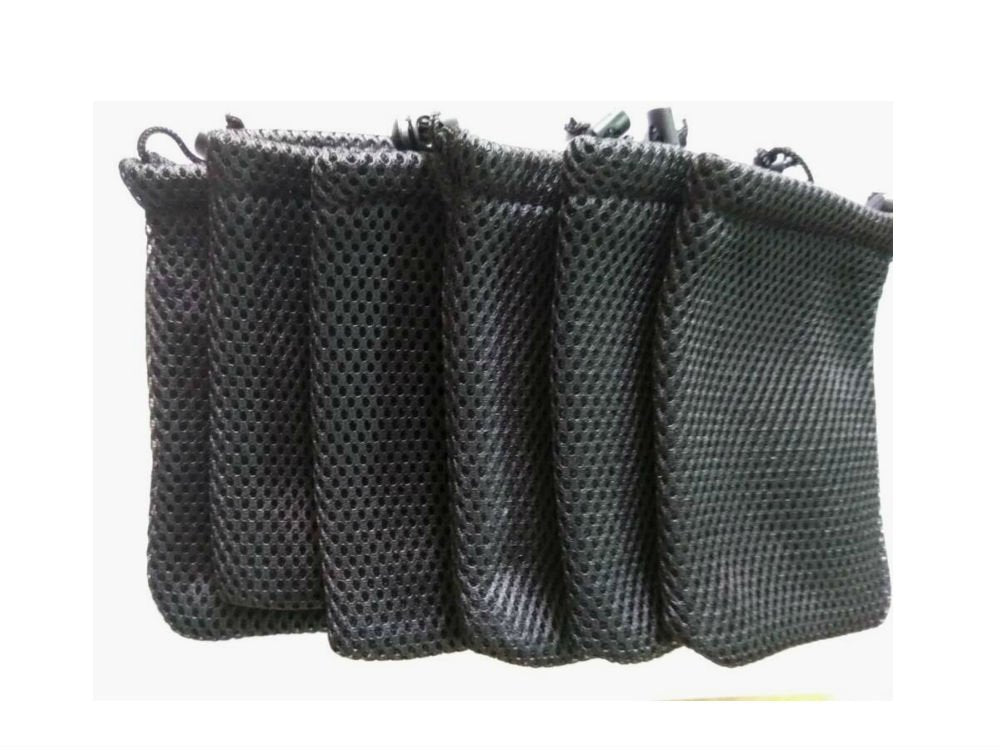 GBSTORE 6 Pcs Black Cell Phone or MP3 Nylon Mesh Drawstring Pouch Bags