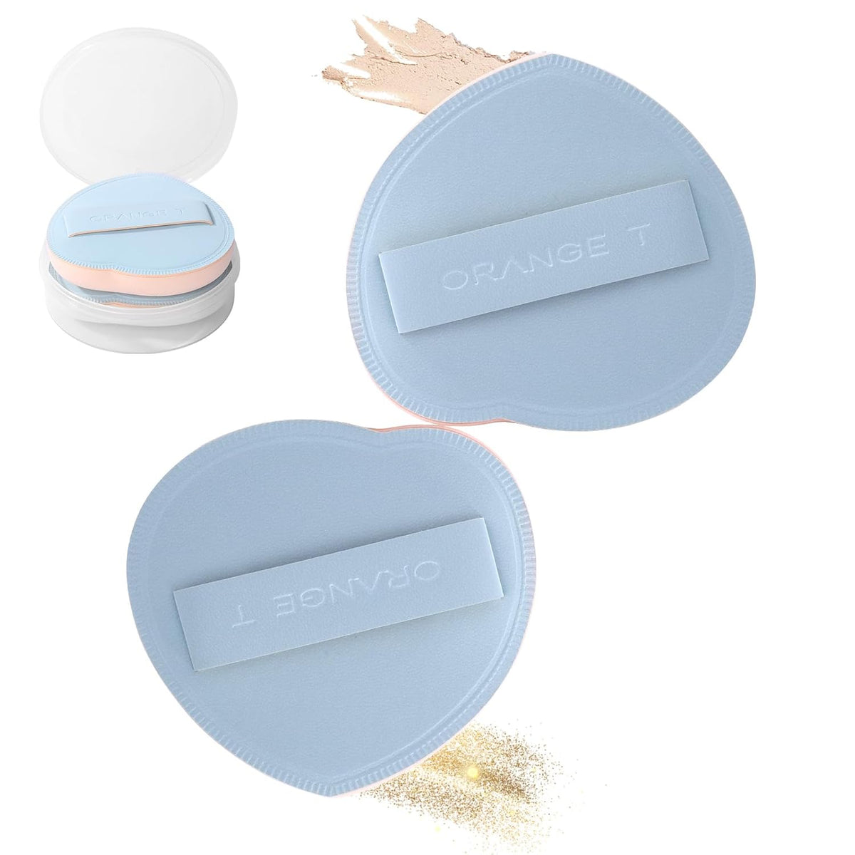Lilystar 2Pcs Powder Puff Face Soft Makeup Sponge, Soft Triangle Powder Puffs Makeup Sponge Applicator Air Cushion Powder Puff for Liquid Foundation, Cream, Powder, Concealer(Blue)