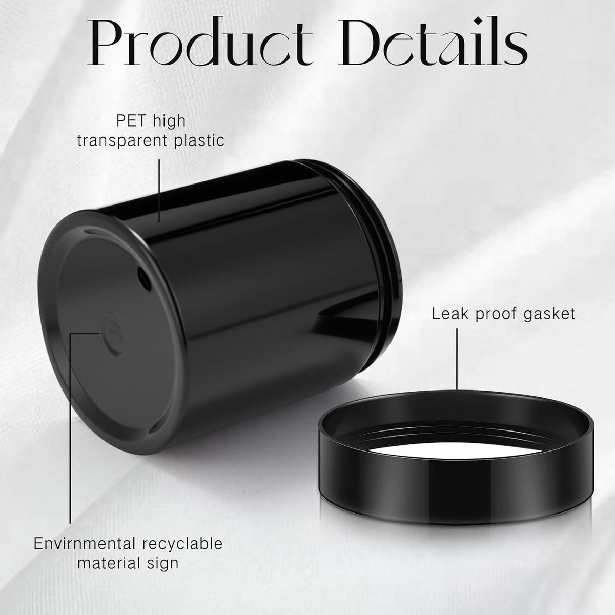 Patelai 4 Pieces Round Wide-mouth Leak Proof Plastic Container Jars with Lids for Travel Storage Makeup Beauty Products Face Creams Oils Salves Ointments DIY Making(8 Ounce,Pure Black)