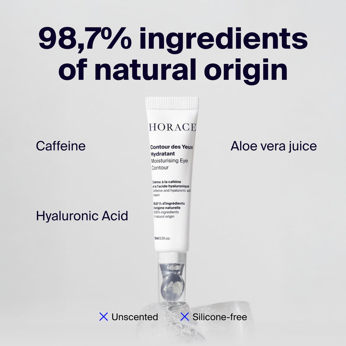 HORACE Under-Eye Moisturizer for Men - Anti-Fatigue Eye Cream to Reduce Dark Circles and Puffiness - Hydrating & Smoothing Skincare Formula for All Skin Types - Unscented, 15ml