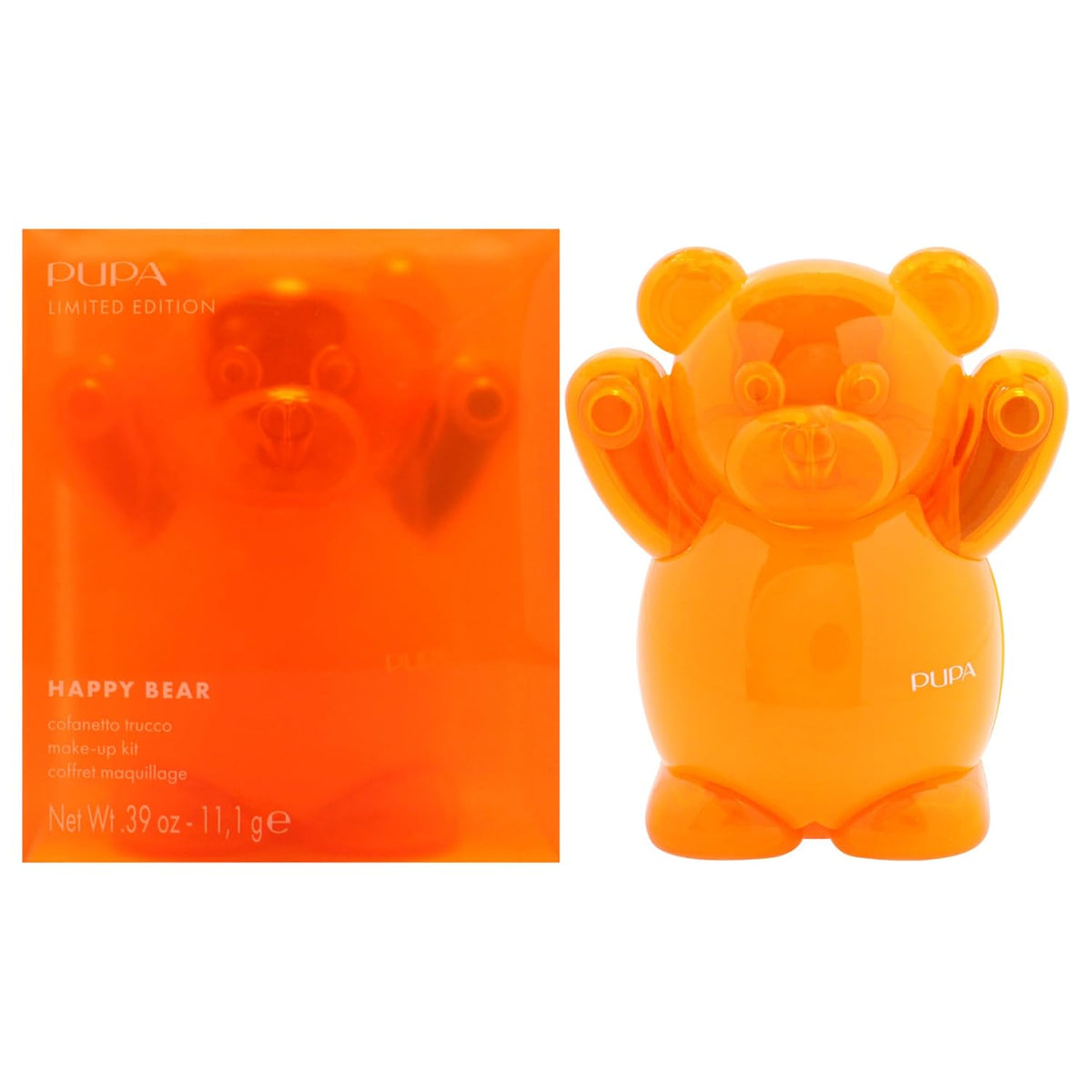 Pupa Milano Happy Bear Makeup Kit, 004 Orange, 0.39 oz - Makeup Gift Set - Makeup Palette - Blush - Eyeshadow - Highlighter - Lip Gloss - Face Makeup