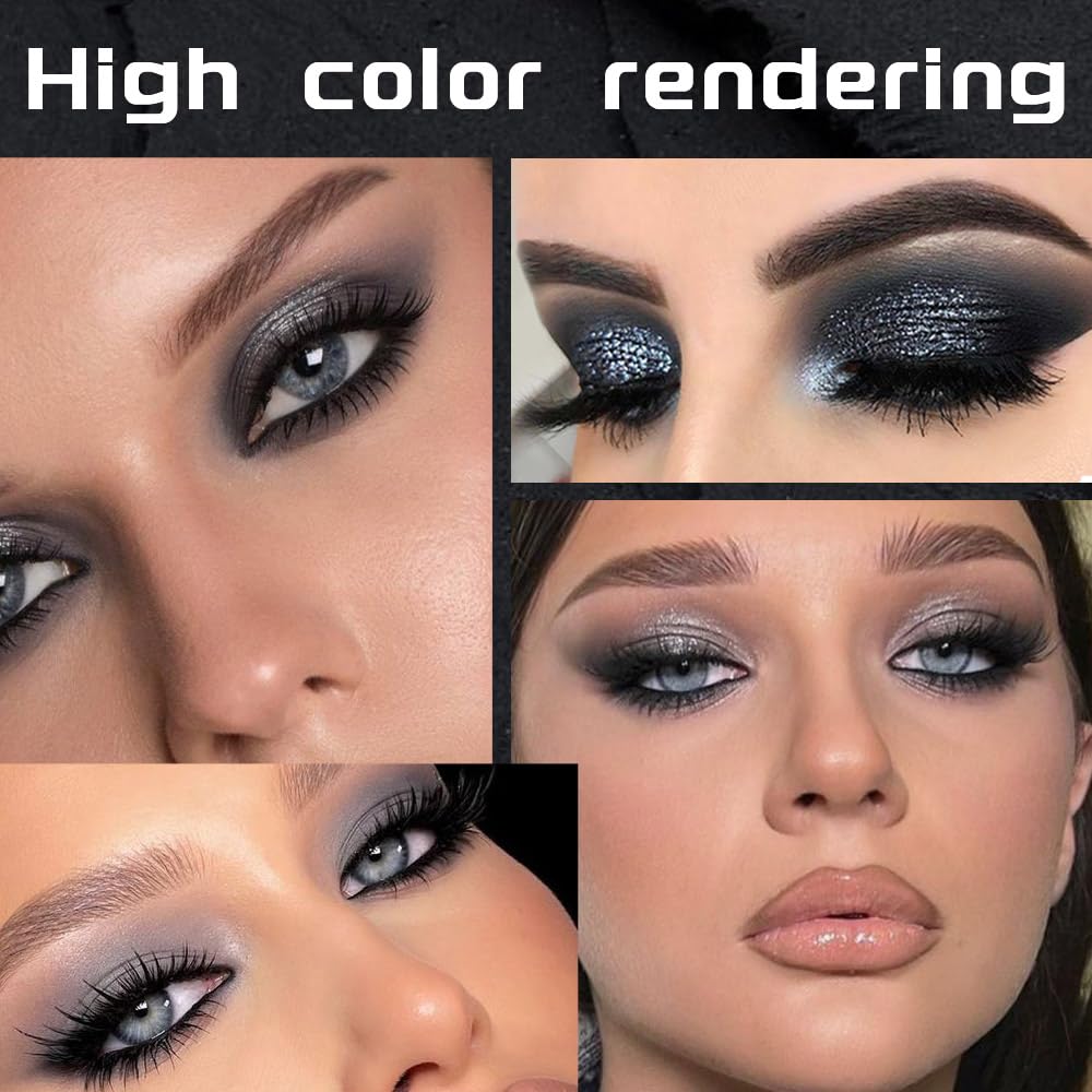 15 Colors Black Gray Silver Matte Shimmer Eyeshadow Palette for Eye Makeup,High Pigmented Brown White Eye Shadow Primers Powder Palet de sombras de ojos