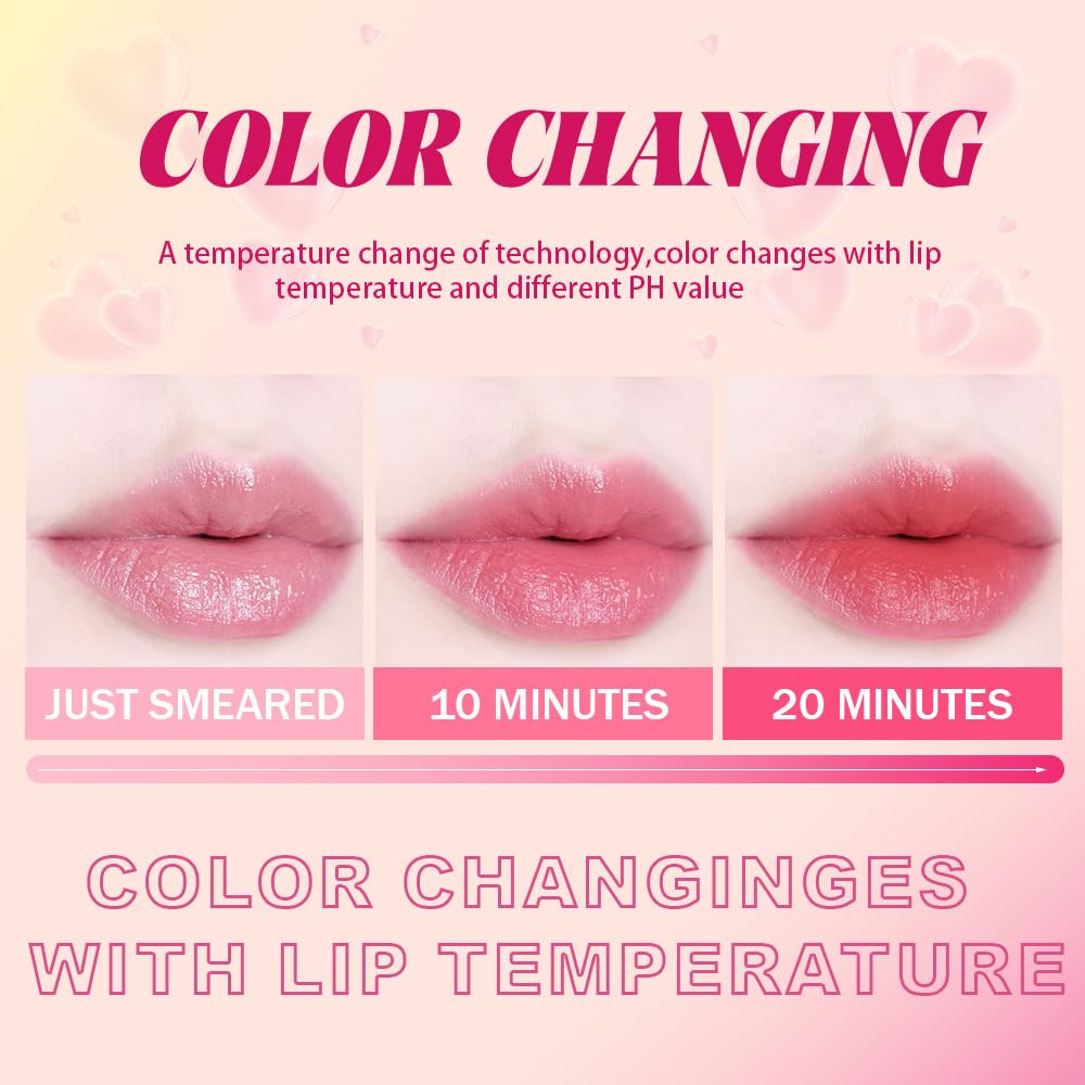 BINGBRUSH Color Changing Lipstick Set, PH Mood Peach Lip Balm and Gloss, Long Lasting Tinted Lip Stain (Set-B #04#05#06, 3 Count (Pack of 1))