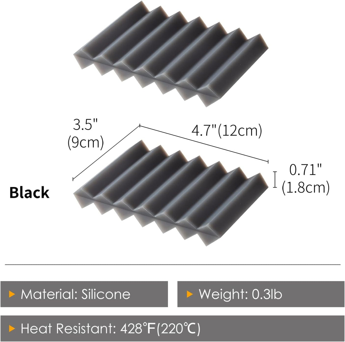 SHIMOYAMA Paint Brushes Holders, 2 Pack, Zigzag Soap Dish, Soap Holder for Watercolor Paintbrush, Bathroom, Black