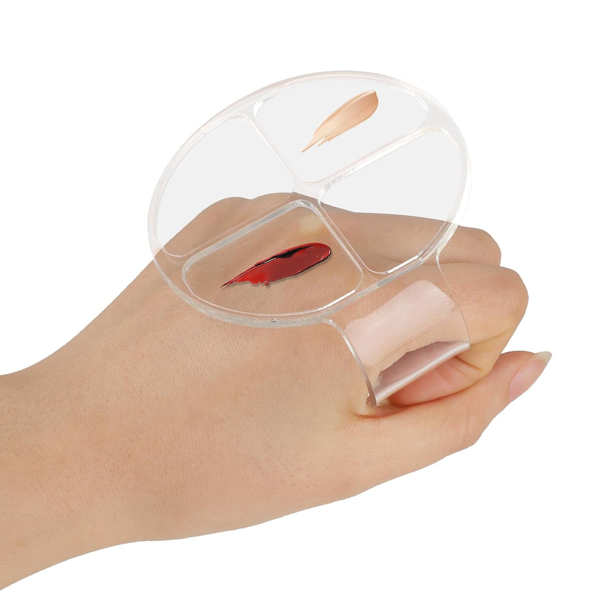 2 Pcs Makeup Hand Palette Foundation Palette Foundation Mixing Palette Hand-Held Nail Art Manicure Palette Clear Makeup Palette for Mixing Foundation Eye Shadow Nail Art