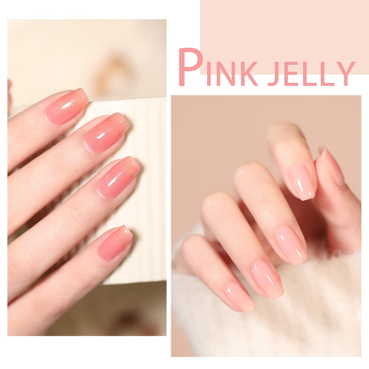 Jelly Shimmer Gel Nail Polish Set, 10 Colors Translucent Natural Milky White Pink Nail Polish Gel, UV/LED Soak Off Gel Nail Kit DIY Nail Art Salon Manicure Gifts for Women Girls.