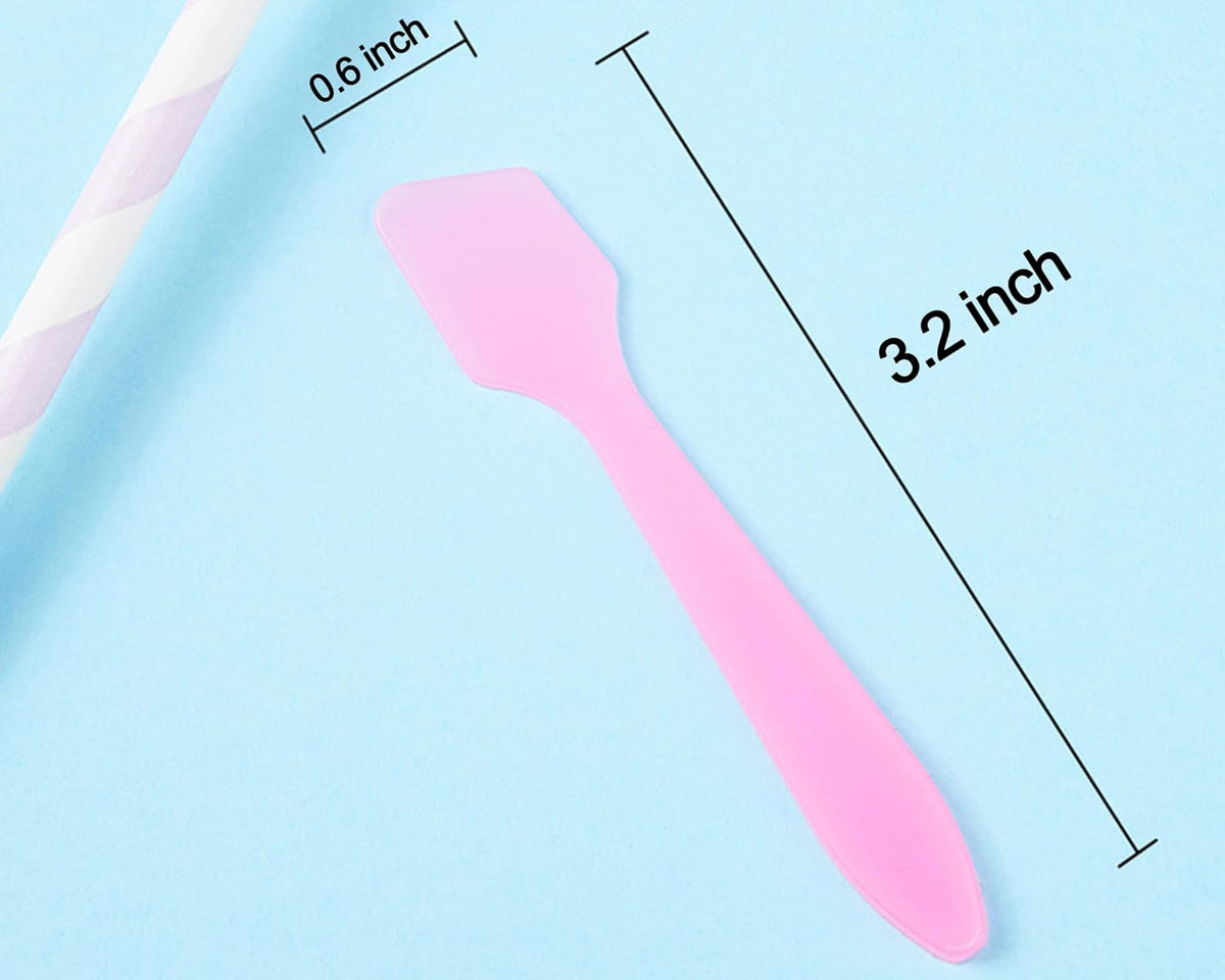 100 Pack 3.2 Inch Cosmetic Spatulas/Small Plastic Spatula for Cosmetics, Creams, Crafts/Makeup Spatula/Multipurpose Mini Applicator for Mixing Cream, Skincare, or Scraping Jars/Random Color