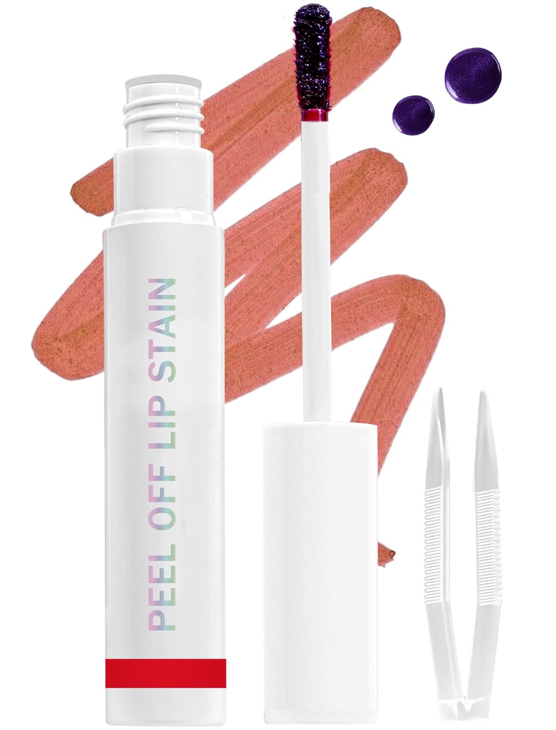 Lip Stain Peel Off, All Day Lip Liner Tint with Tweezer, Long Lasting Waterproof Transfer-Proof, Matte Lip Stains Makeup, Highly Pigmented Color, Toffee Rose