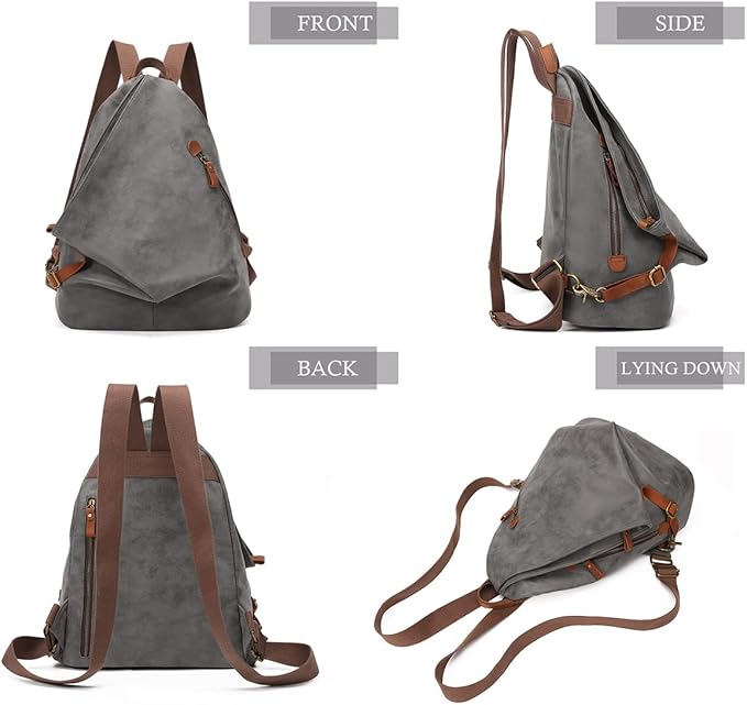 KL928 PU Leather Vintage Backpack – Large Casual Daypack Outdoor Travel Rucksack Hiking Backpacks