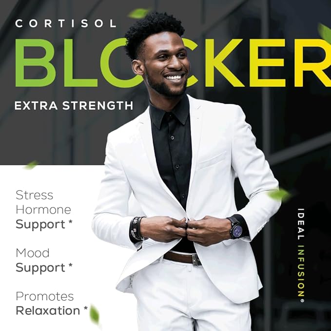 Ideal Infusion Cortisol Blocker and Mood Support: Promotes Relaxation & Stress Relief - Overall Wellbeing & Serenity, Astragalus Root, Ashwagandha, Passion Flower (60 Servings) Vegan