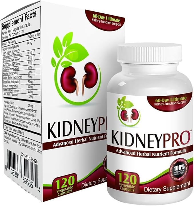 Kidney-Pro: with 21 Kidney Health Supplements in 1 Formula (Total Kidney Support),120 capsules.