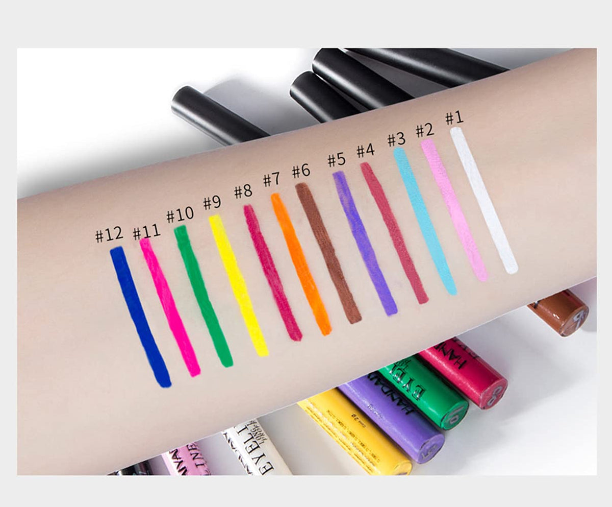 BestLand 12 Colors Matte Liquid Eyeliner Set Rainbow Colorful Neon Eyeliner Pencil Pigmented Waterproof Smudgeproof Long Lasting Gel Eye Liner Christmas Makeup Gift Kit for Women (Set A)