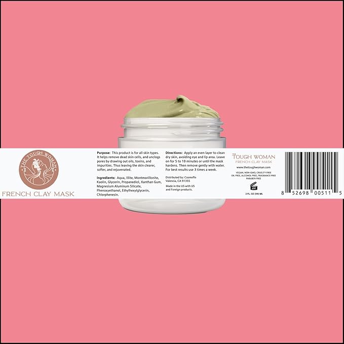 Detox Green Clay Mask for Face - 3-Clay Blend with Kaolin Volcanic Clay - Deep Pore Cleansing, Removes Excess Oil, Tightens Pores - Oil-Free, Paraben-Free