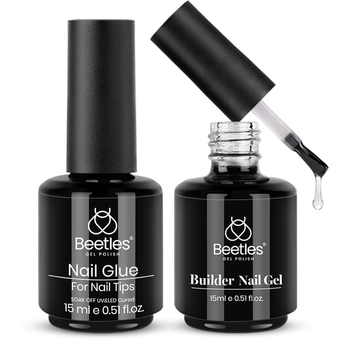 beetles Gel Polish 5 In 1 Nail Glue and Builder Nail Gel 7 in 1 Builder Strengthener Gel Clear Building Gel Hard Gel for Nails Builder Extension, Uv LED Lamp Nail Gel Gift for Women