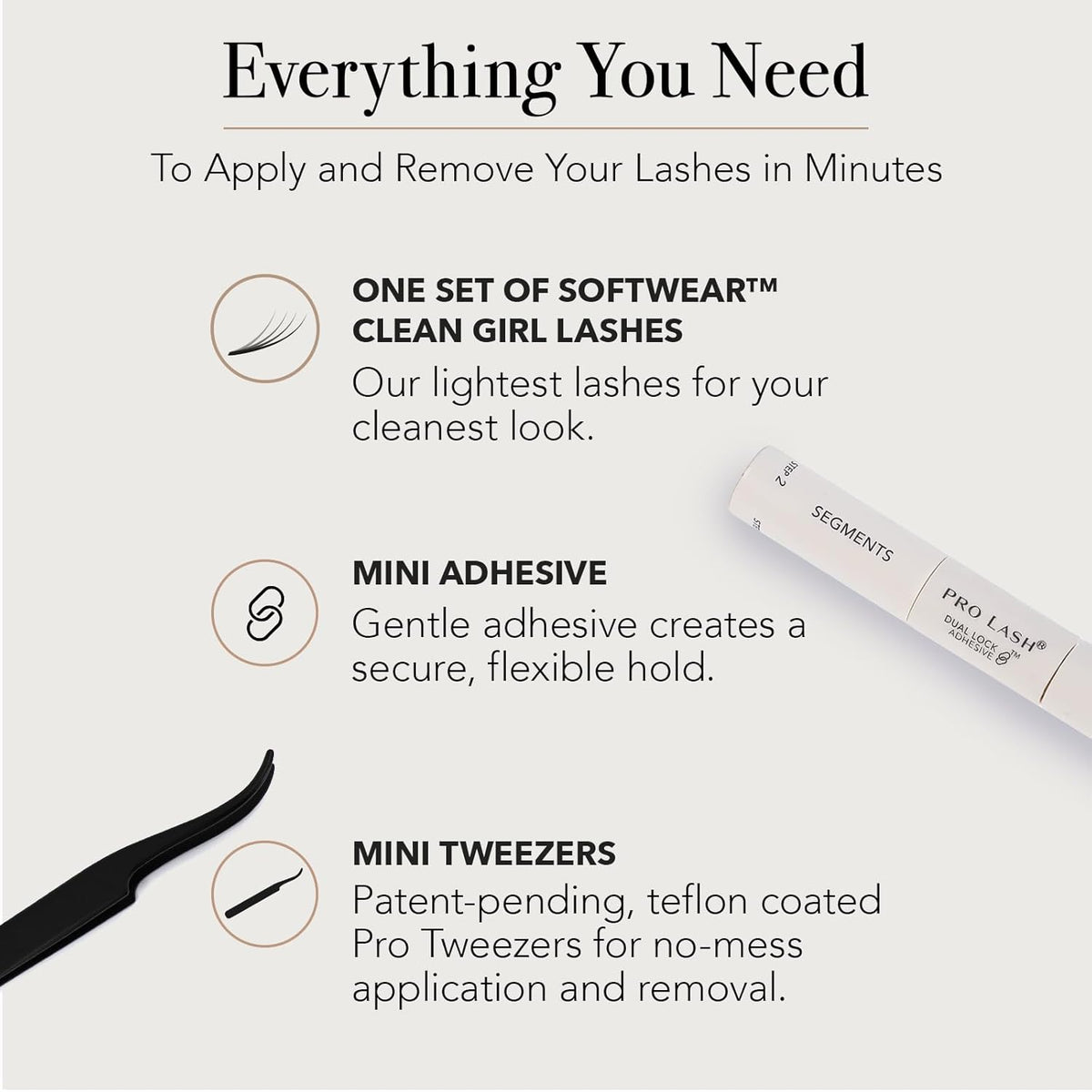 Pro Lash SoftWear Clean Girl Mini Lash Clusters Kit - Natural-Looking, Lightweight Lashes - 7-Day Cluster Eyelash Extensions - False Eyelashes Plus Adhesive and Tweezers - Cat Eye No. 39