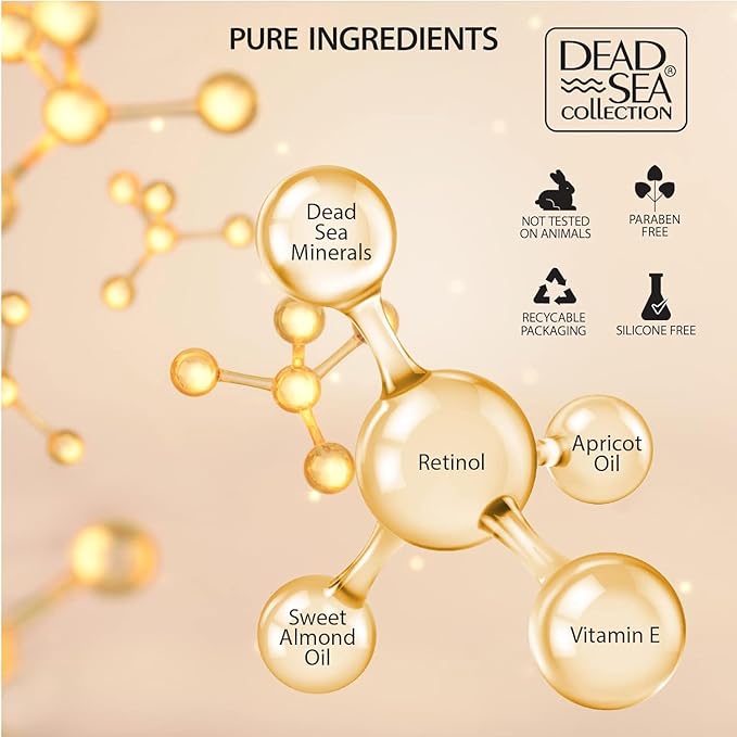Dead Sea Collection Serum for Face with 2.5% Retinol, Dead Sea Minerals, and Vitamin E – Anti Aging Nourishing Skin Care Moisturizer to Reduce Wrinkles (1.01 fl. oz)