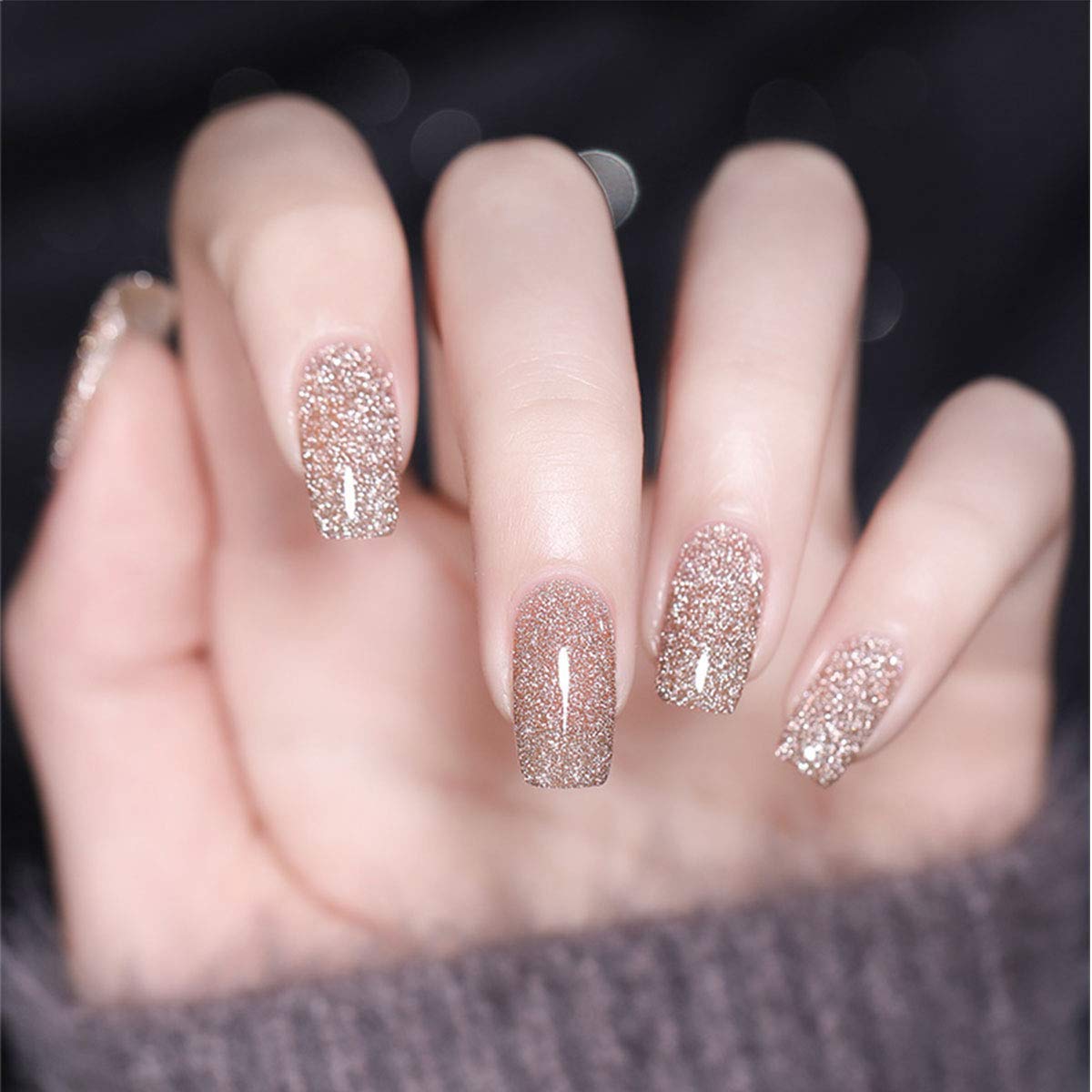 MIZHSE Reflective Gold Glitter Gel Nail Polish, Sparkly Shiny Gel Polish, Glossy Finish Nail Gel Soak Off Nail Art Salon Varnish Manicure for Beginners DIY at Home Popular Color