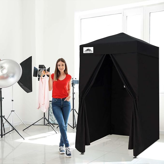 EAGLE PEAK Flex Ultra Compact 4x4 Pop-up Canopy, Sun Shelter, Changing Room, Portable Privacy Canopy Cabana for Pool, Fashion Photoshoots, or Camping, 4x4 ft, Black