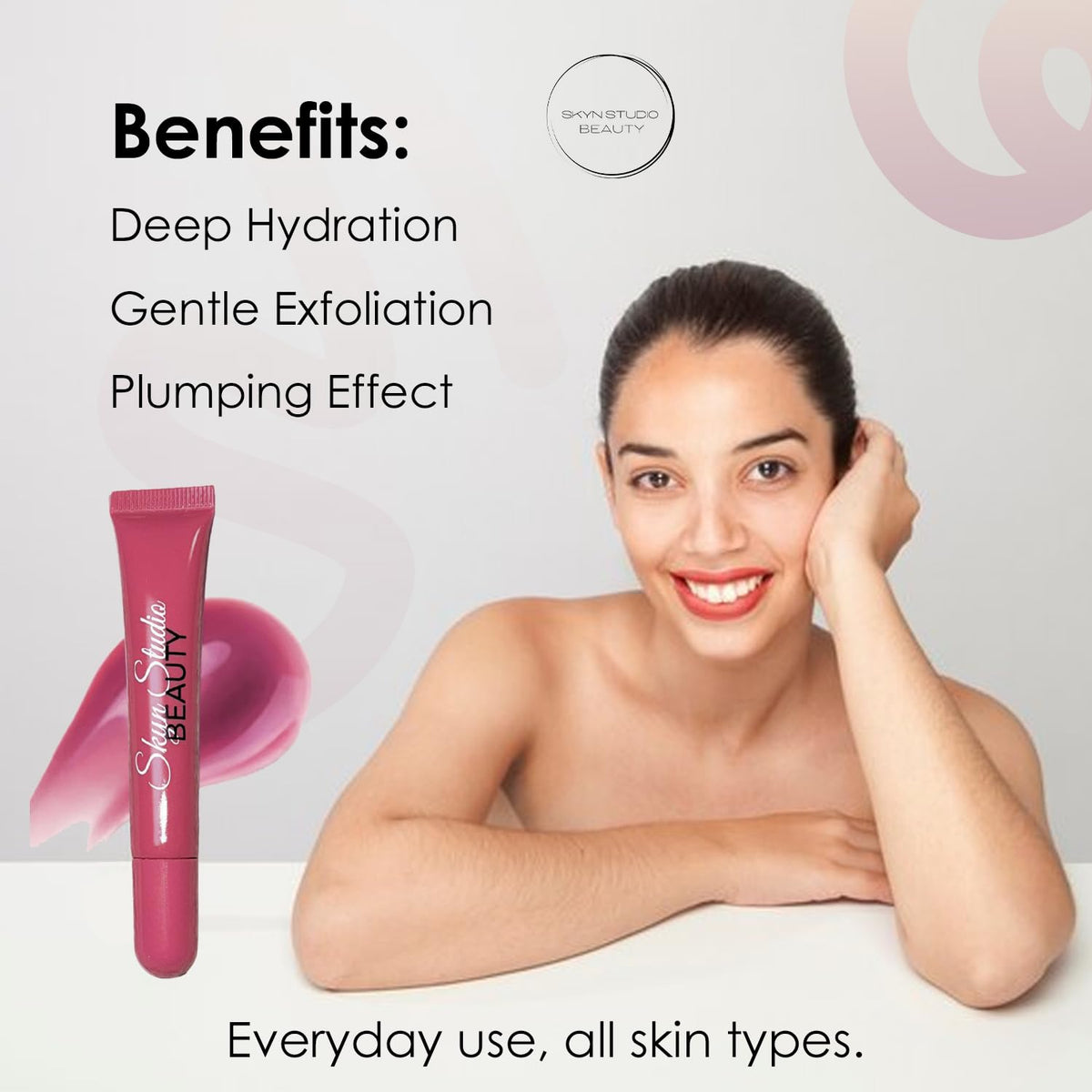 BEAUTY Pucker Up Shea Butta Glossy Lip Balm, Hydrating Lip Balm, Peptide Lip Treatment, Exfoliating Lip Balm, Lightweight, Moisturize and Tint Lip Care Products (0.4 Oz) (Rose')