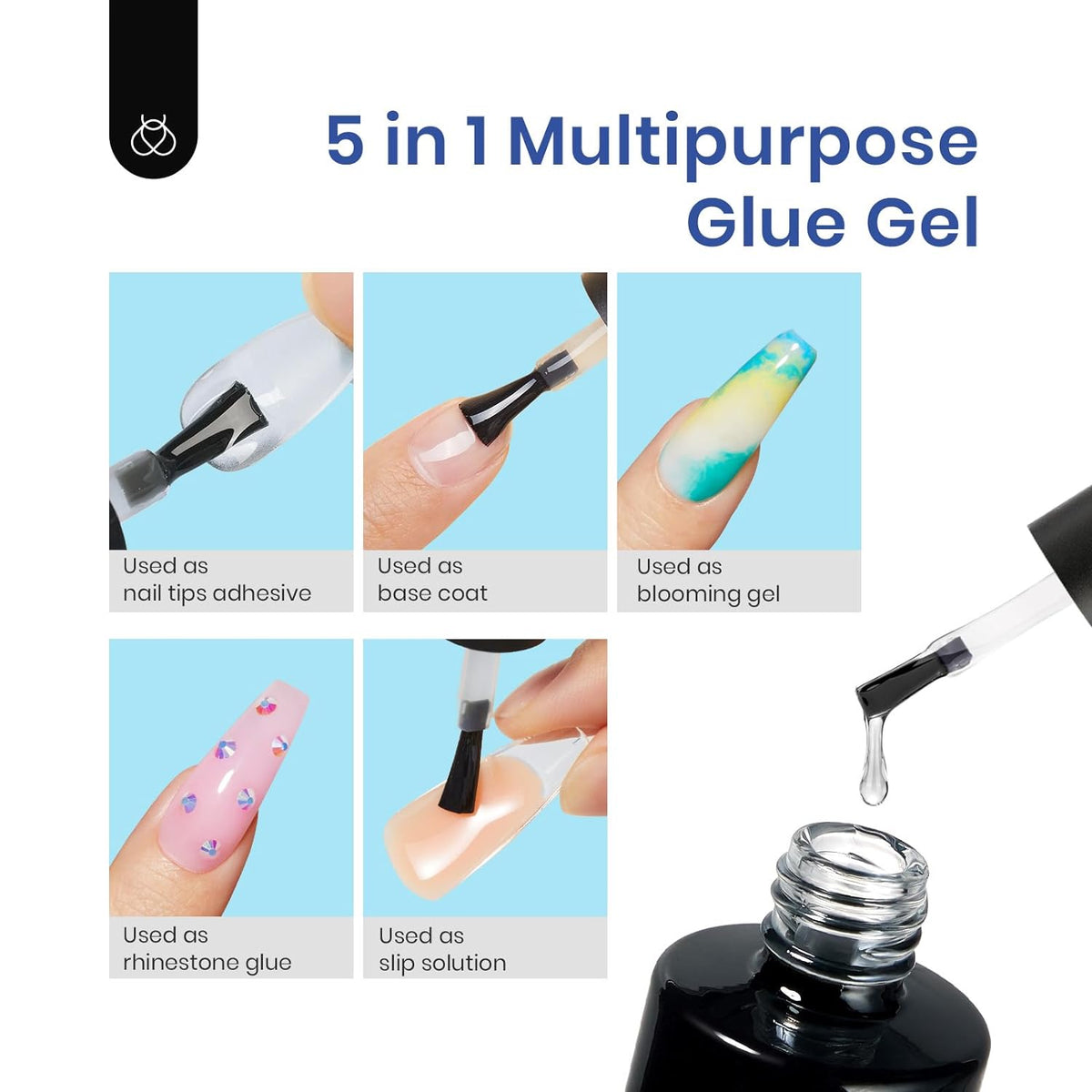 Beetles Gel Nail Kit Easy Nail Extension Set with 500Pcs Nail Tips Coffin Shape 5 In 1 Nail Glue Base Gel and Innovative Led Lamp Easy Diy Nails Art Home Gelly Tips