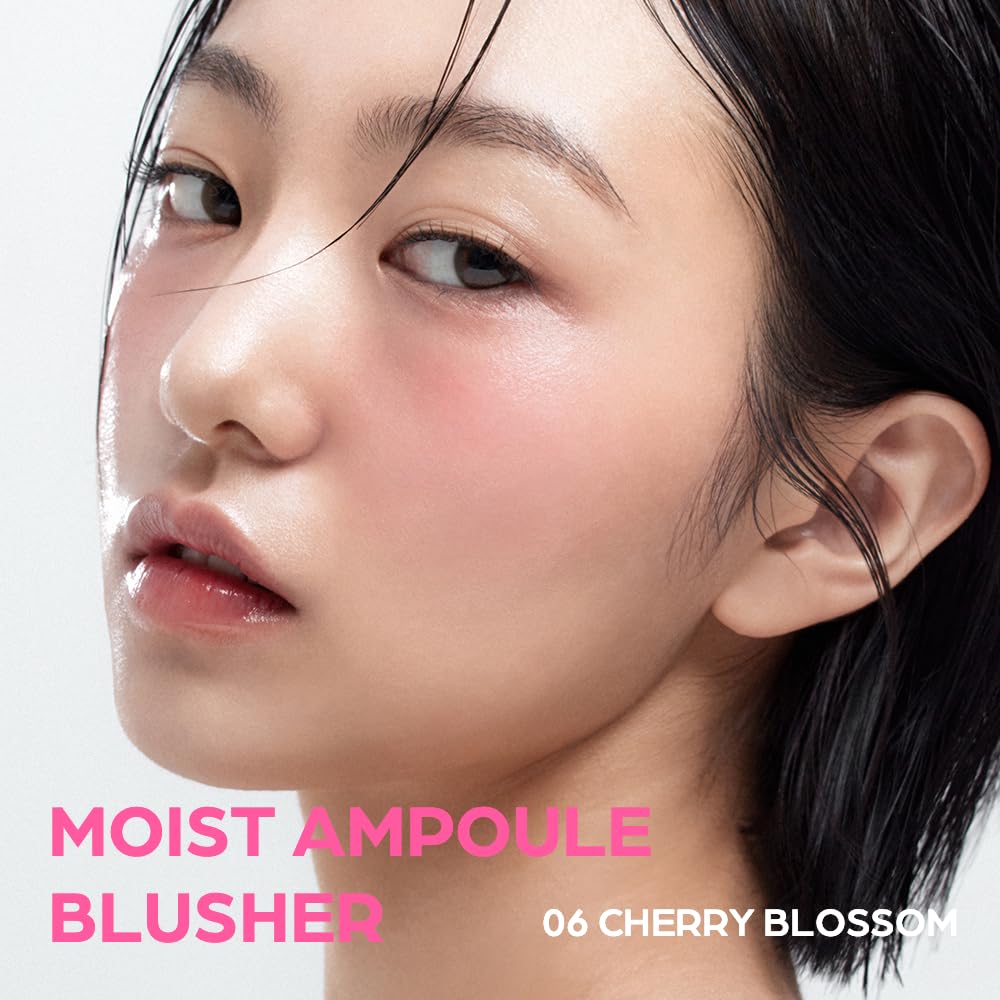 Moist Ampoule Blusher with 50% Moisture Essence | Hydrating & Long-Lasting Blush | 0.68fl.oz (9 Shades) (Cherry Blossom)