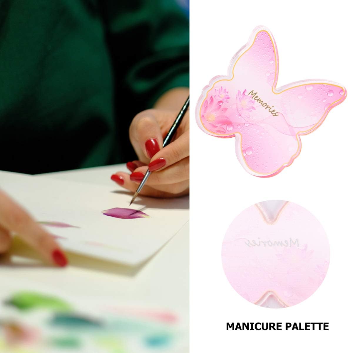 Minkissy 2pcs Resin Nail Art Palette Polish Holder Drawing Color Palette Nail Art Painting Gel Palette Manicure Tool Style 3