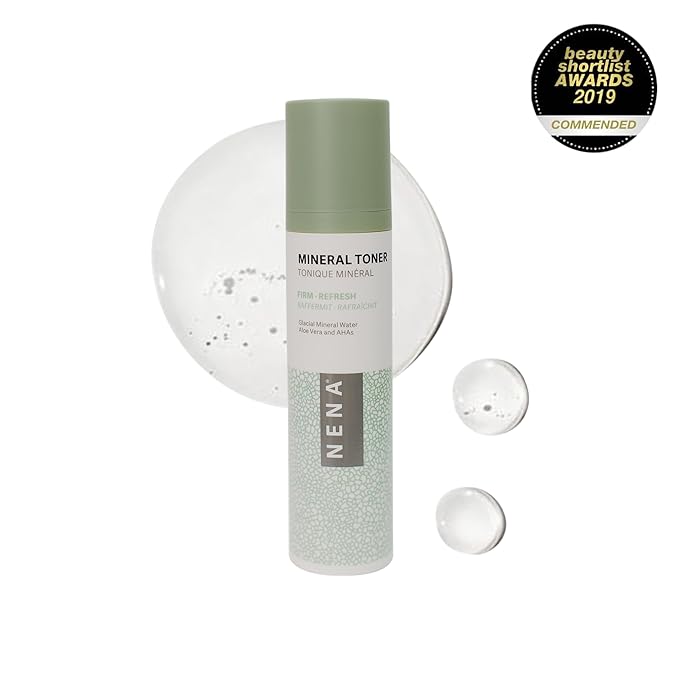 NENA Skincare Natural Skincare Kit - Cleansing Cream Face Wash - Clay Mask for Face - Mineral Hydrating Toner - Moisturizing Cream - Vegan - 4 Pc